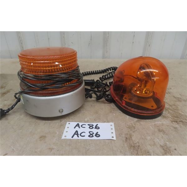 2 Magnetic Mount Amber Beacons - 12 V DC 