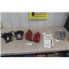 Image 1 : 5 Assorted Phones ; 1 Black Dial Phone, 1 Black Intercom Phone, 2 Red Wall Intercom Phones, 3 Amplif