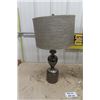 Image 2 : Pair of Metal Table Lamps with Shades, 2 Metal Candle Stands - Tallest 35" 
