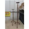 Image 5 : Pair of Metal Table Lamps with Shades, 2 Metal Candle Stands - Tallest 35" 