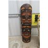 Image 3 : Tribal Mask Wall Art 27" Tall - Ceramic Urn/ Vase, 2 Ceramic Indigenous Art Items