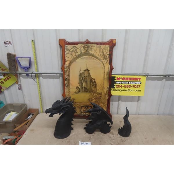 Lord of the RIngs Wall Plaque, 3 Pc Resin Dragon