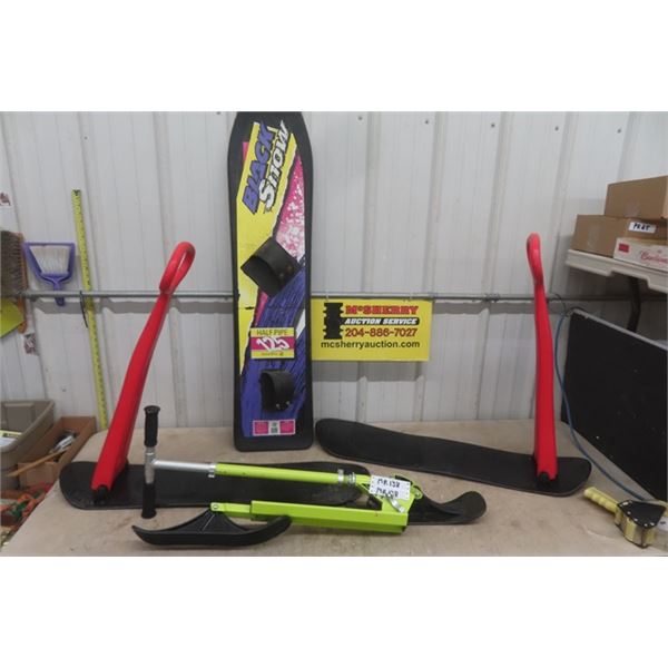 Winter Fun Toys; Half Pipe Snowboard, Pair of Stand Up Sliders, Stiga Snowkick