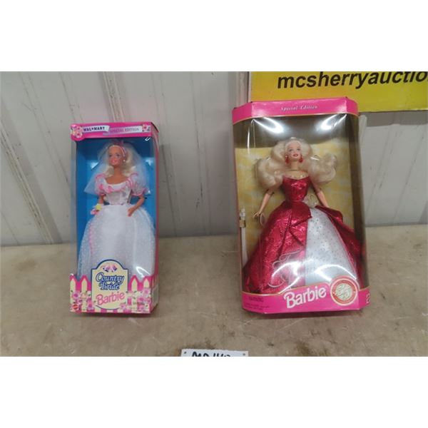 2 Collector Barbies - Walmart Country Bride, Target 35th Anniversary Barbie