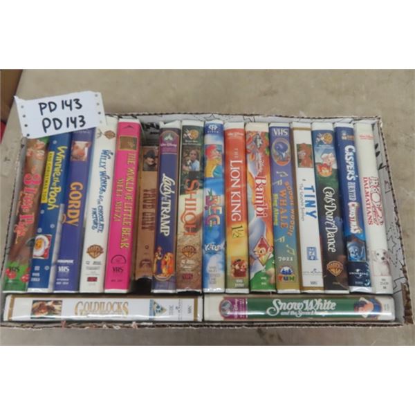 18 Various VHS Movies ; Disney Cartoons, True Grit, Goldilocks plus more