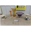 Image 1 : Assorted Pitchers + Vases ; Pottery - Colored Glass