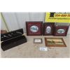 Image 1 : 5 Small Framed Pictures ; 3 by Catherine Harris Mann + Box with Bar Utensils