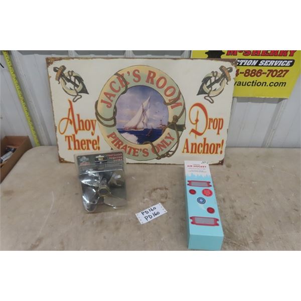 Jacks Room Nautical Sign 18" x 30", Propeller Receiver Hitch Cover, Air Hockey Game