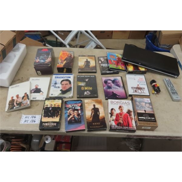 Toshiba DVD Player with DVD , VHS Movies + Sets 