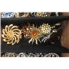 Image 5 : 35 + Rhinestone Brooches in Wooden Jewelry Box