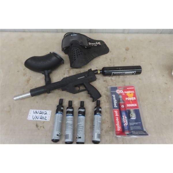 Paintball Gun, Mask, Co2 Cartridges