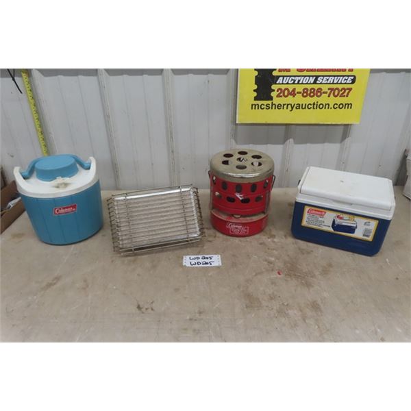 Coleman Water Jug, Coleman 5 Qt Cooler, Coleman 3000 BTU Heater plus more