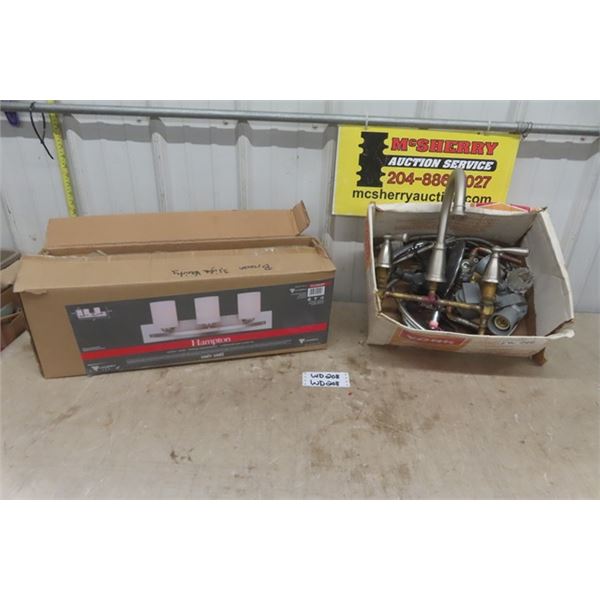 Hampton 3 Light Vanity Lamp - Brown, New in Box, Kitchen Faucet + Parts 