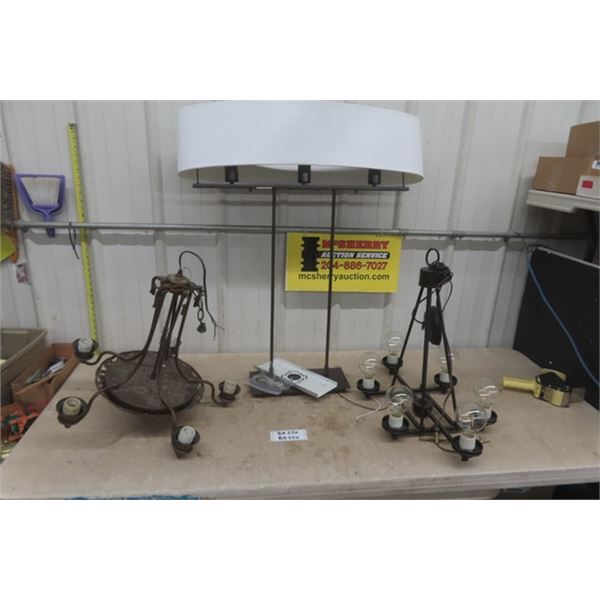 2 Hanging Chandeliers Style Lights, 3 Lamp Hanging Light with Shade