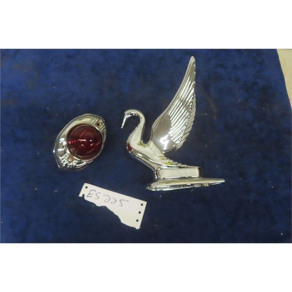 Swan Hood Ornament 6" x 8"  in Excellent Condition + Tail Light & Brightwork Hood Ornament Book