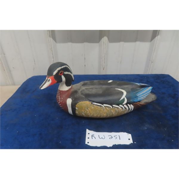 Carved Wood Duck Decoy 4.5" x 6" x 12" 