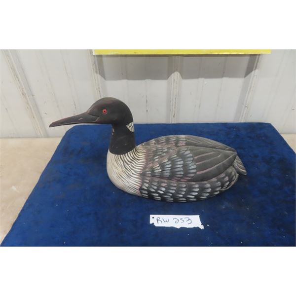 Carved Wood Loon Decoy  7" x 8.5" x 16" 