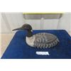 Image 1 : Carved Wood Loon Decoy  7" x 8.5" x 16" 