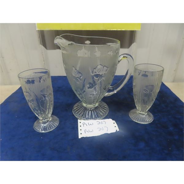 Irish + Herringbone Pitcher + 2 Glasses