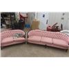 Image 1 : Vintage Ornate Carved Pink Floral 92" Couch + 57" Love Seat- Comfy Enough for Louie 