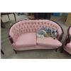 Image 3 : Vintage Ornate Carved Pink Floral 92" Couch + 57" Love Seat- Comfy Enough for Louie 