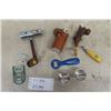 Image 1 : Small Assortment of Bar Items: Wiser Flask, Openers, Cups plus more
