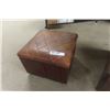 Image 2 : Small Upholstered Box / Rolling Seat + Metal with Wood Trim Travel Trunk 22"×24"×36"