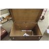 Image 5 : Small Upholstered Box / Rolling Seat + Metal with Wood Trim Travel Trunk 22"×24"×36"