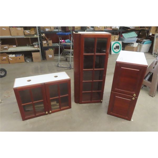 3 Kitchen Cabinets- 2 Glass Door : 13"×21.5"×50" + 15"×29"×37" + 13"×24"×32"