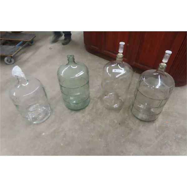 (3) 5 Gal Glass Wine Carboys- 1 Smaller