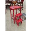 Image 2 : Red Wood Folding Step Stool, Steel Tractor Seat