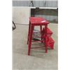 Image 5 : Red Wood Folding Step Stool, Steel Tractor Seat