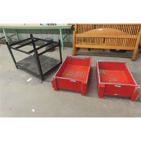 Metal Stand with 2 Wooden Boxes 11"×24"×33.5" + 11"×24.5"×29"