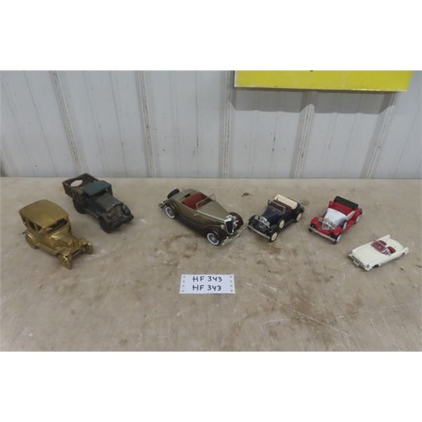 4 Die Cast Cars, Cast Iron Truck + Brass Car