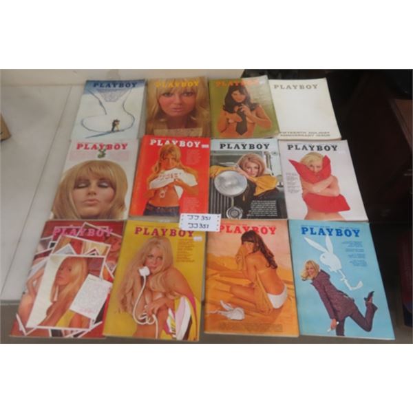 12 Issues  1969 Playboy Magazines 