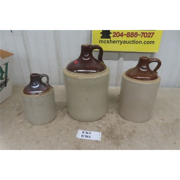 3 Vintage Crock Jugs - 3 Bears House 