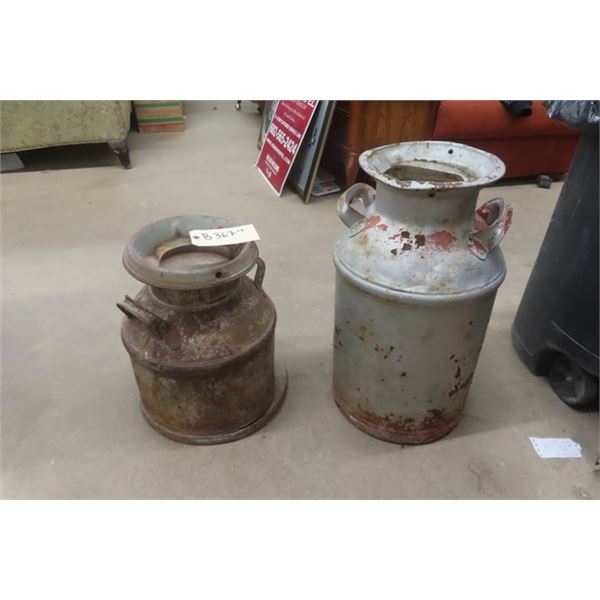 2 Vintage Cream Cans - Backyard Art , Garden Seats