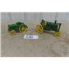 Image 1 : 2 John Deere Cast Iron + Metal Tractors: 6" + 8" Long