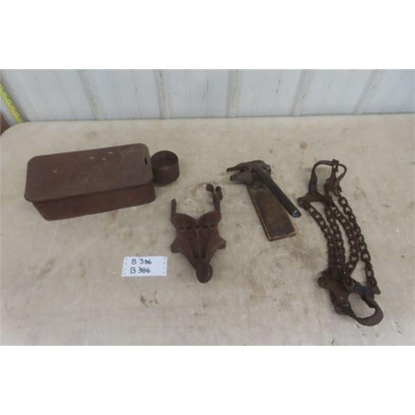 International Harvester Tool Box From Tractor, Case IHC Part, Tool Mounted to Wood plus more