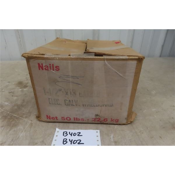 50 lb Box of 1 1/2" x 13 Barbed Nails