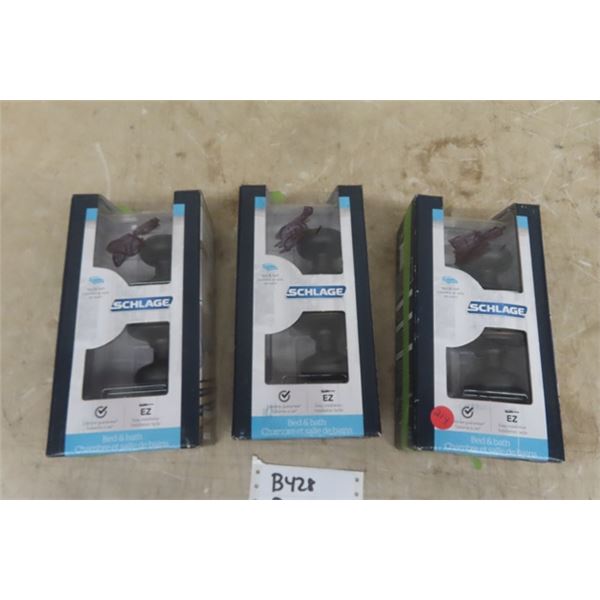 3 Schlage Bed + Bath Brand New Handsets