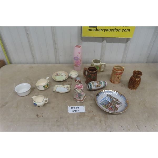 Assorted China + Ceramics : Creamers, Bowls, Vase, Steins