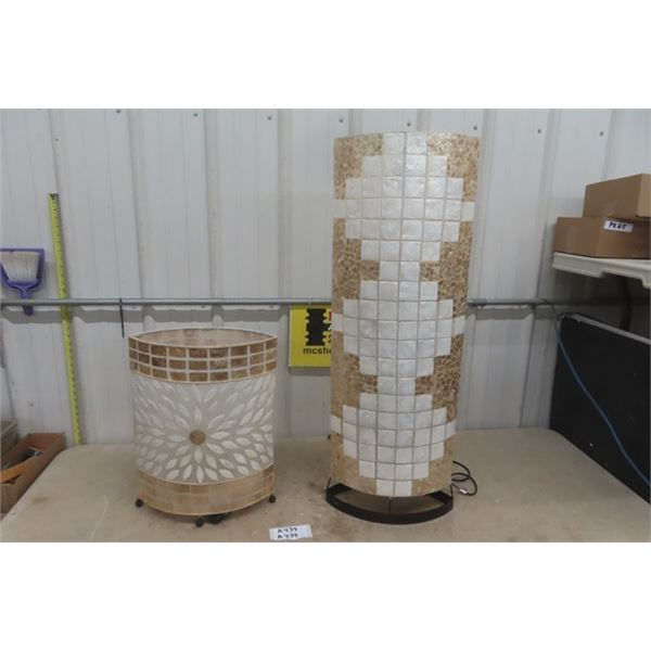 2 Floor Lamps with Plastic Shades - Tallest 39" 