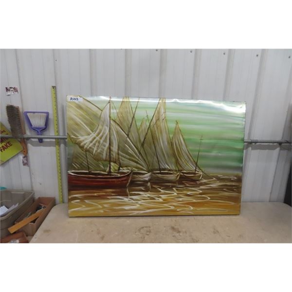 Metal Painted Picture of Boats 31.5"×47"
