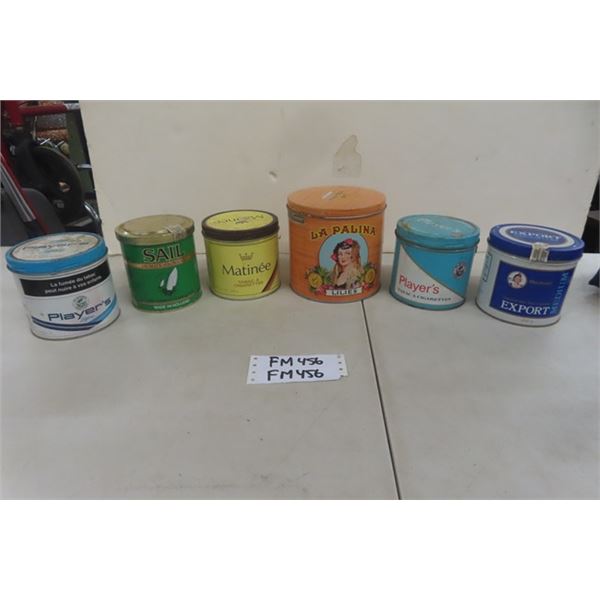 6 Assorted Tobacco Tins: Export, Players, Sail La Palina