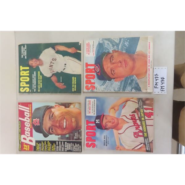 4 Vintage Sport + Baseball Magazines 1957-65 - Willie Mays