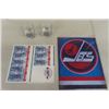 Image 1 : WPG Jets Tin Sign 11"×14", 1996 Jets Playoff Tickets, 2 Jets Bar Glasses
