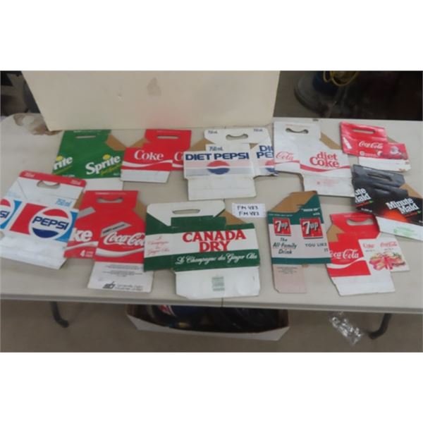 11 Assorted Cardboard Soda Pop Cartons: Coca-Cola,  Pepsi, 7Up + more