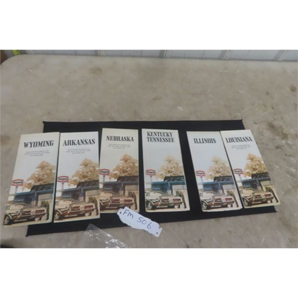 6 Vintage Texaco USA Road Maps- 1960's