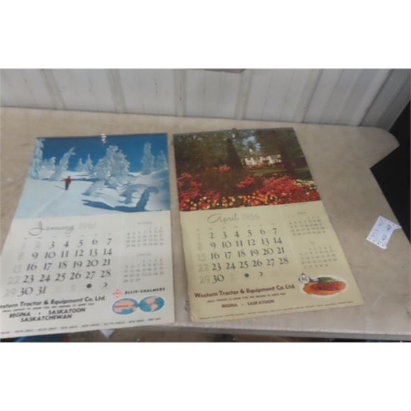 2 Allis Chalmers Calendars 1961 + 1956- Both 18 ×26 